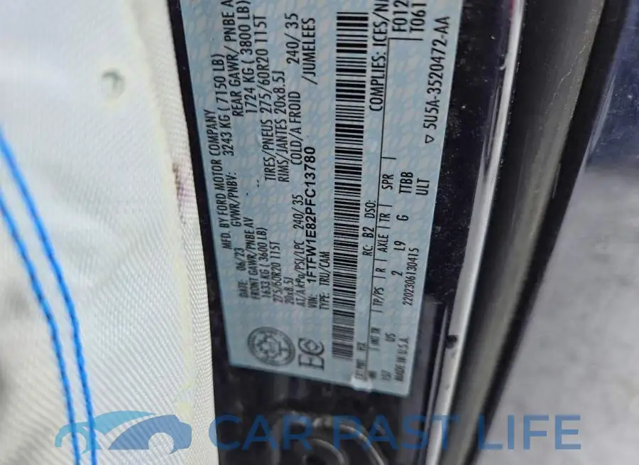 1FTFW1E82PFC13780# 12