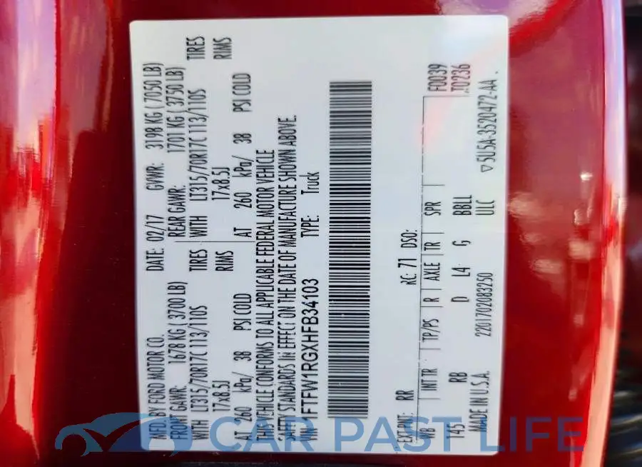 1FTFW1RGXHFB34103# 12