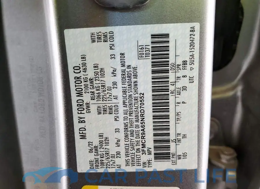 3FMCR9A65NRD70552# 12