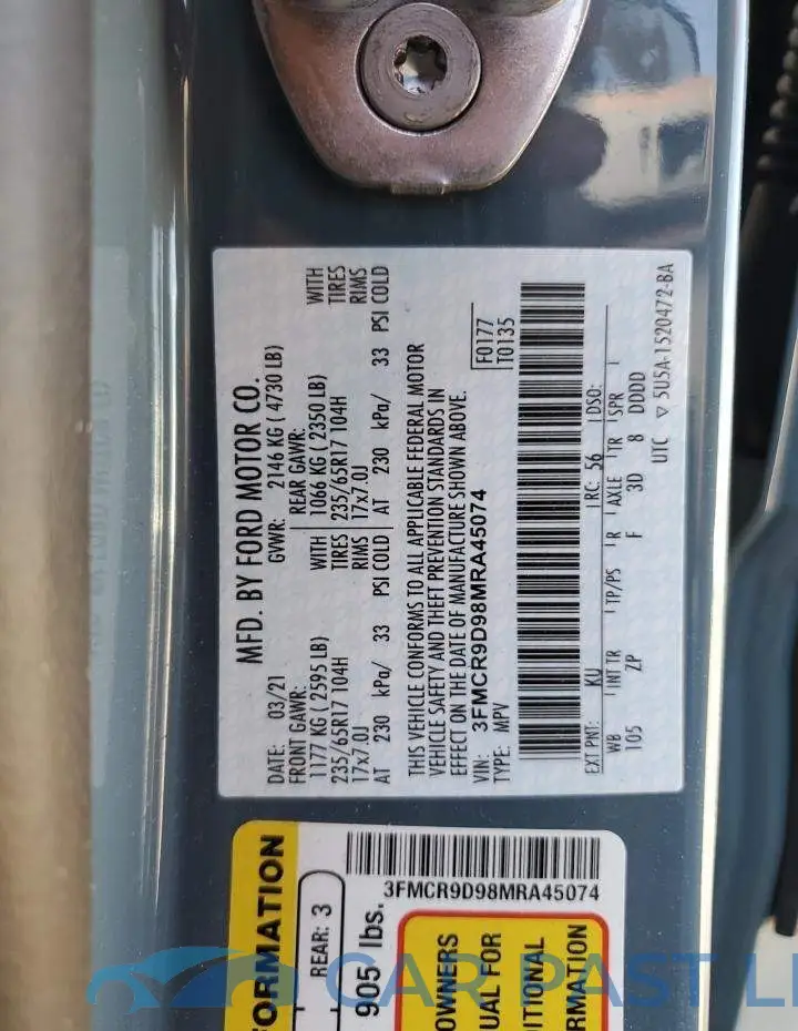 3FMCR9D98MRA45074# 12