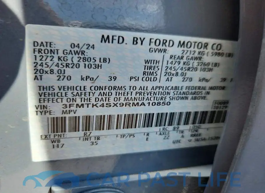 3FMTK4SX9RMA10850# 12