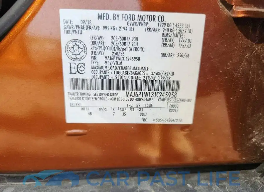 MAJ6P1WL3JC245958# 12