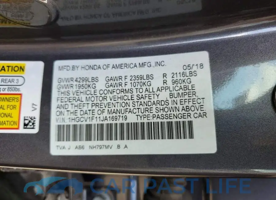 1HGCV1F11JA169719# 13