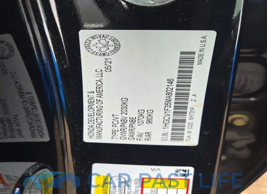 1HGCV1F35MA802146# 13