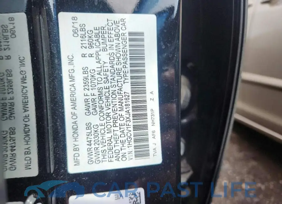 1HGCV1F3XJA181627# 12