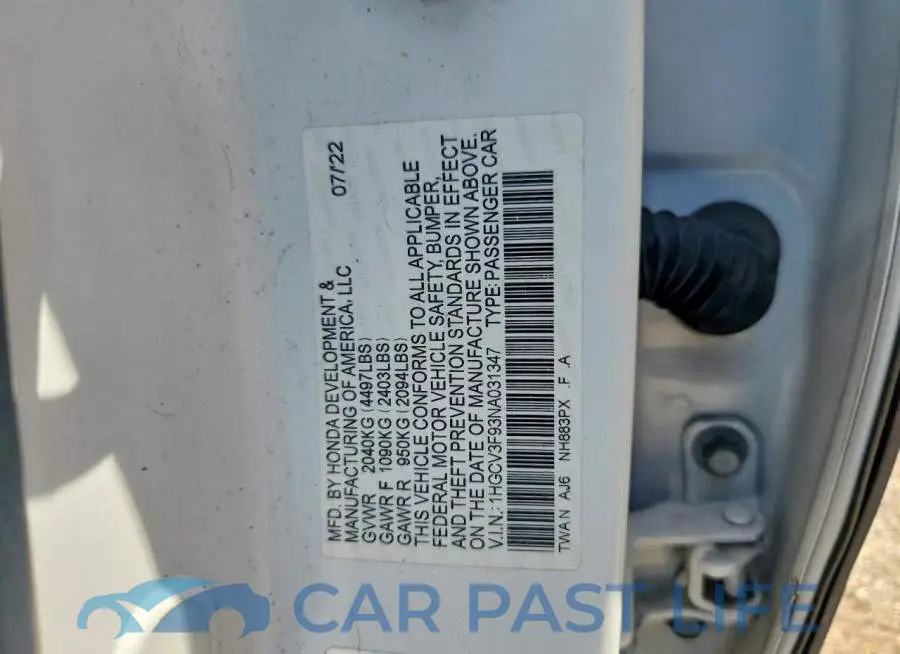 1HGCV3F93NA031347# 12