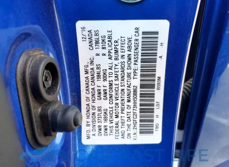 2HGFC2F73HH508862# 12