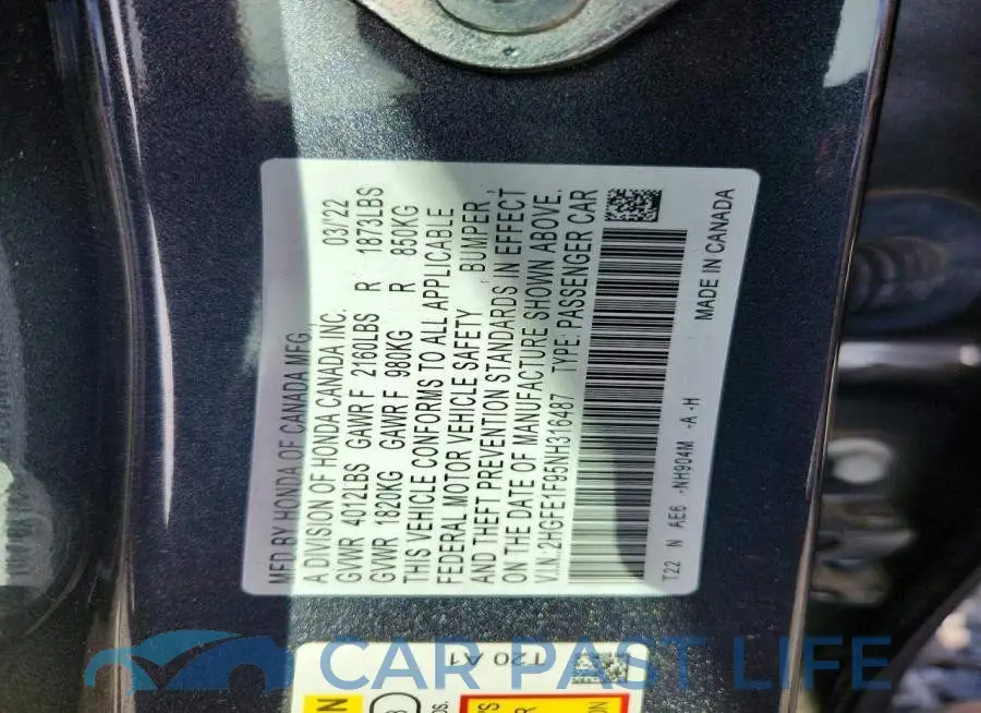 2HGFE1F95NH316487# 12