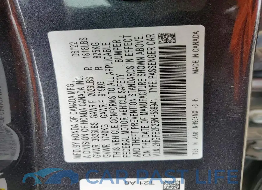 2HGFE2F25NH589941# 12