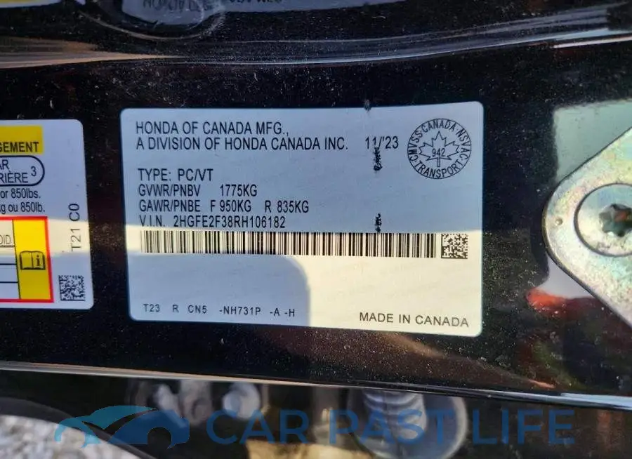2HGFE2F38RH106182# 12