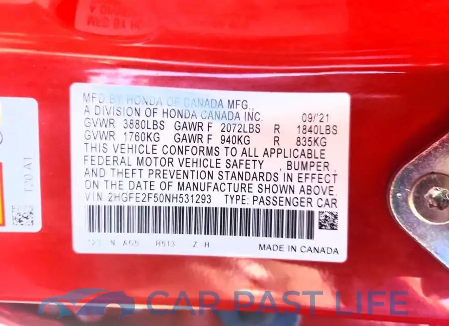 2HGFE2F50NH531293# 12
