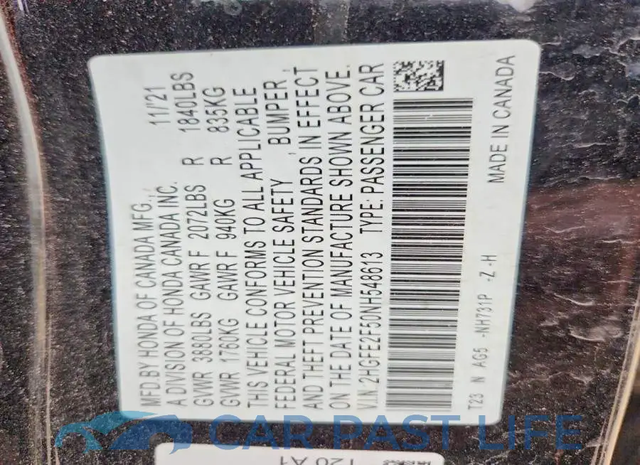 2HGFE2F50NH548613# 12
