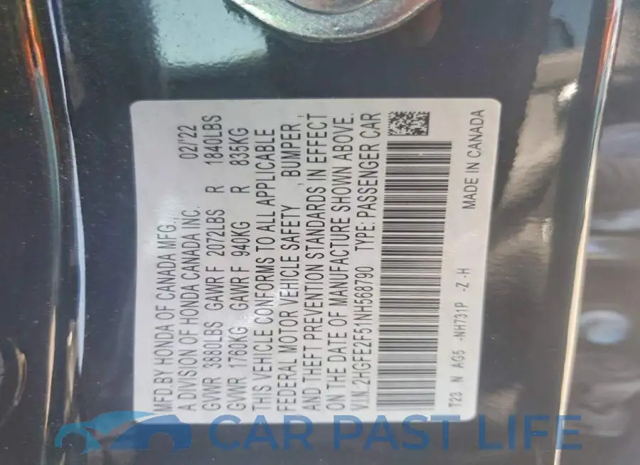 2HGFE2F51NH568790# 12