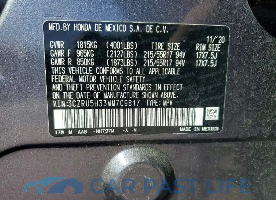 3CZRU5H33MM709817# 12