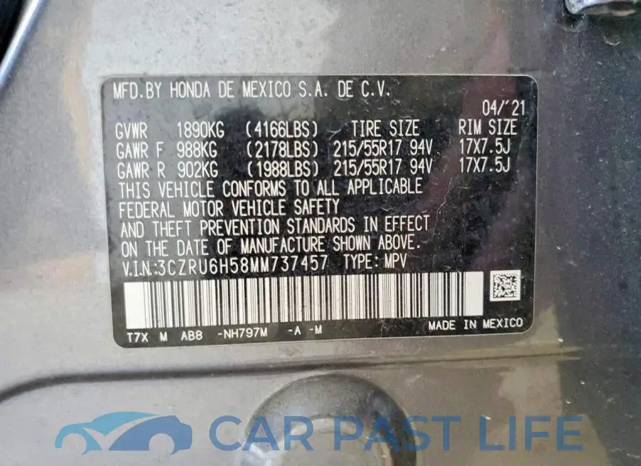 3CZRU6H58MM737457# 13