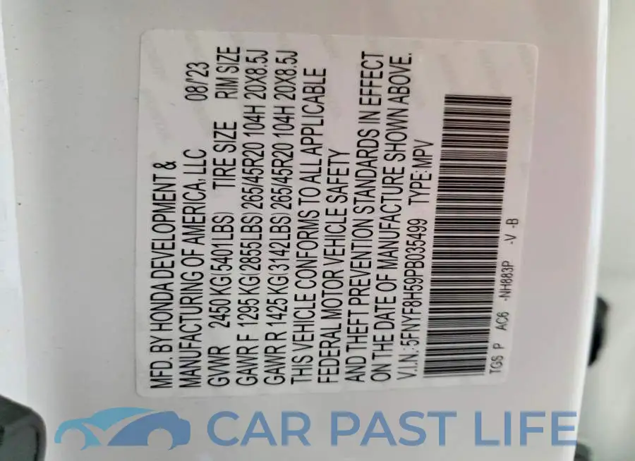 5FNYF8H59PB035499# 13