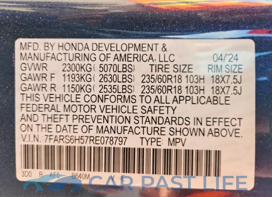 7FARS6H57RE078797# 13