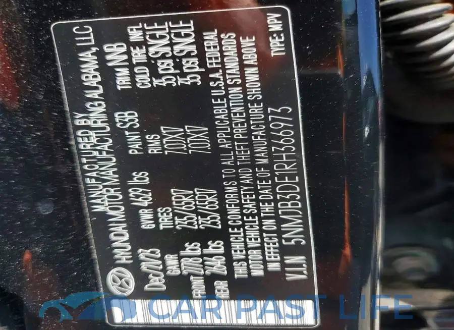 5NMJB3DE1RH366973# 13