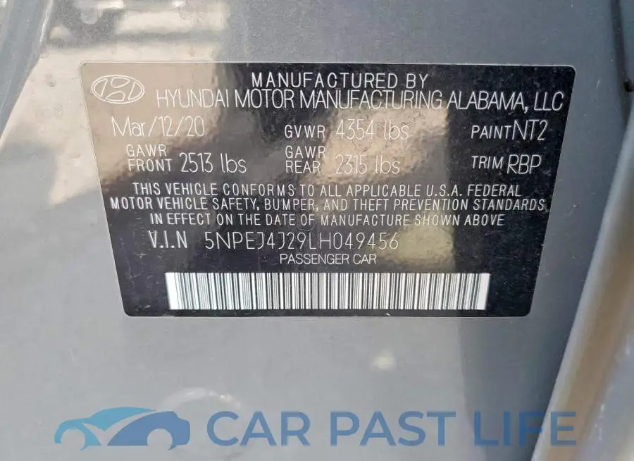 5NPEJ4J29LH049456# 13