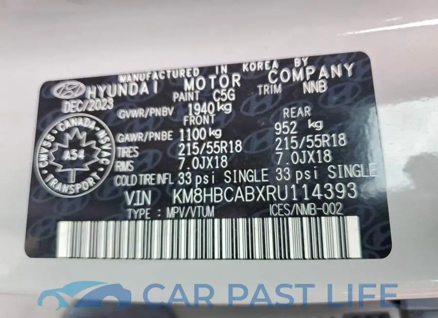 KM8HBCABXRU114393# 12