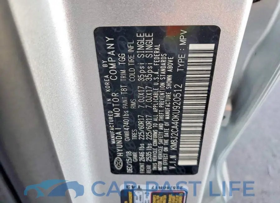 KM8J2CA40KU920512# 13