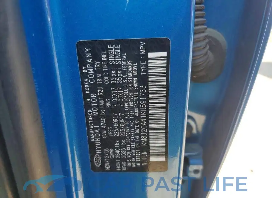 KM8J2CA41KU891733# 13