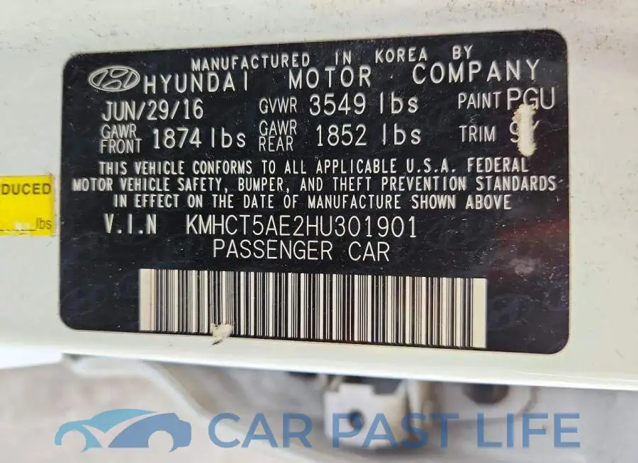 KMHCT5AE2HU301901# 13