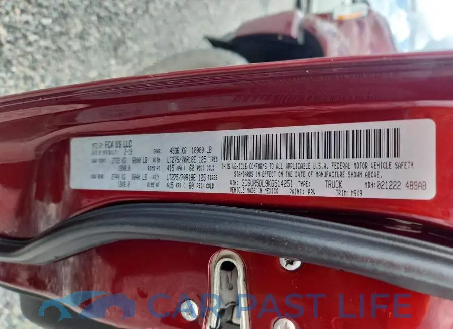3C6UR5DL9KG514251# 12