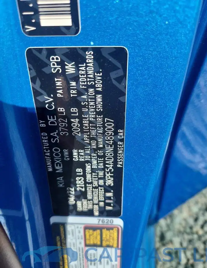 3KPF54AD8NE489007# 12