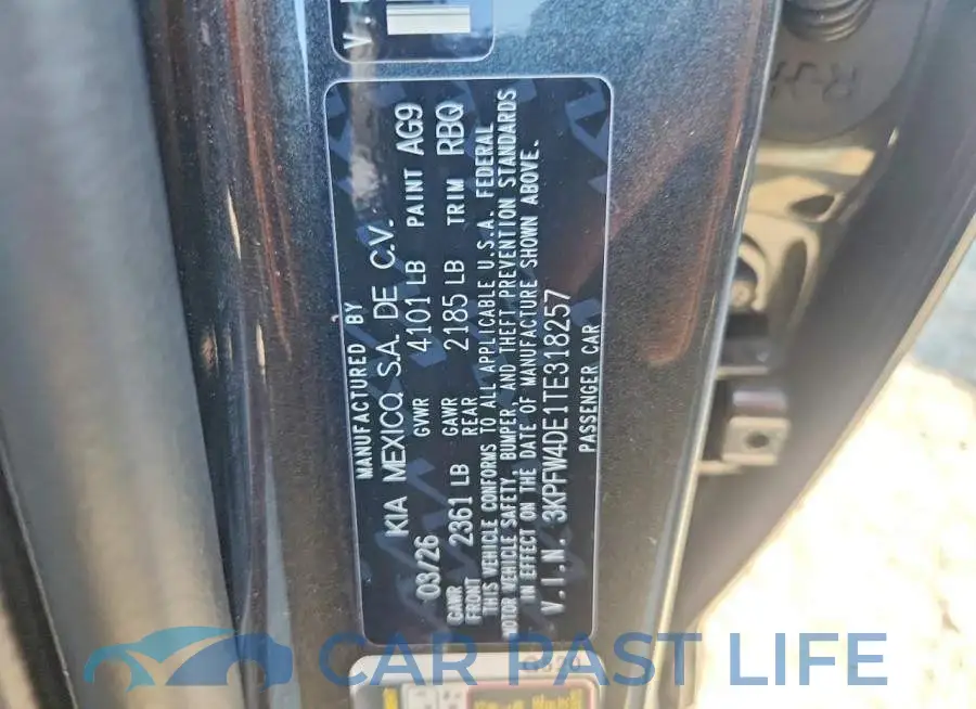 3KPFW4DE1TE318257# 12