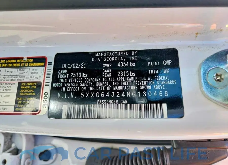 5XXG64J24NG130468# 12