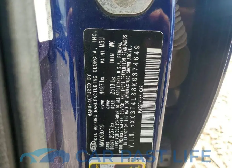5XXGT4L38KG374649# 12