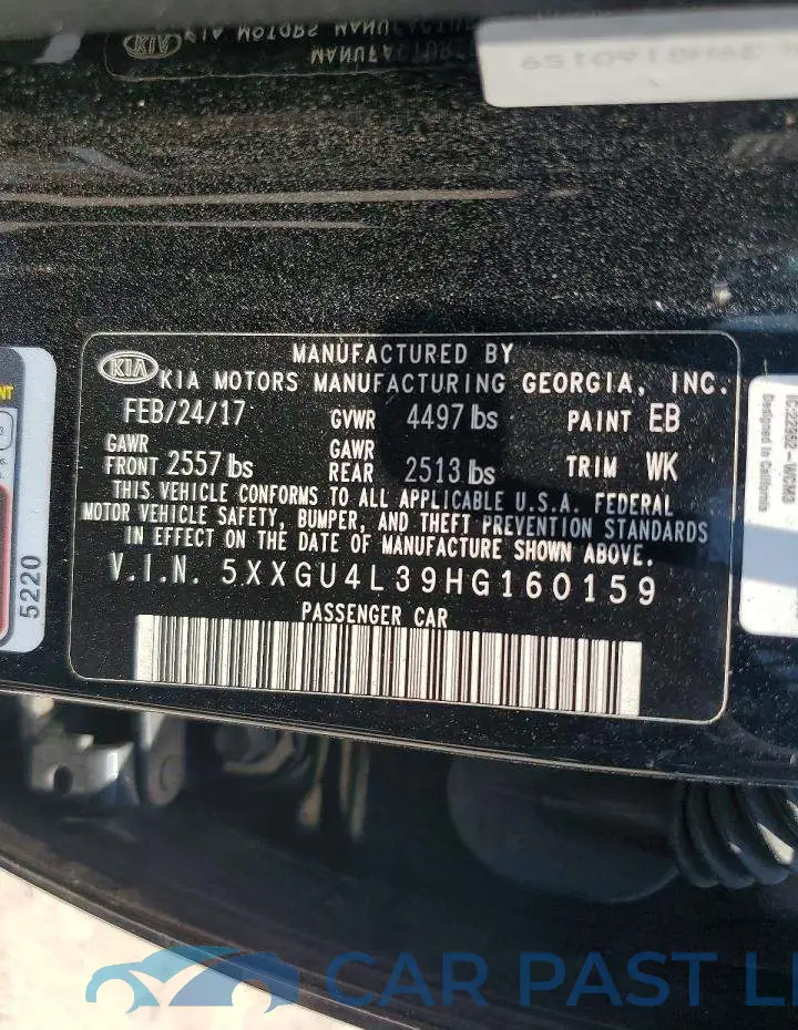 5XXGU4L39HG160159# 12