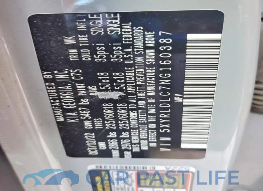 5XYRLDLC7NG160387# 14