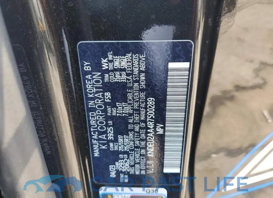 KNDEU2AA4R7500289# 13