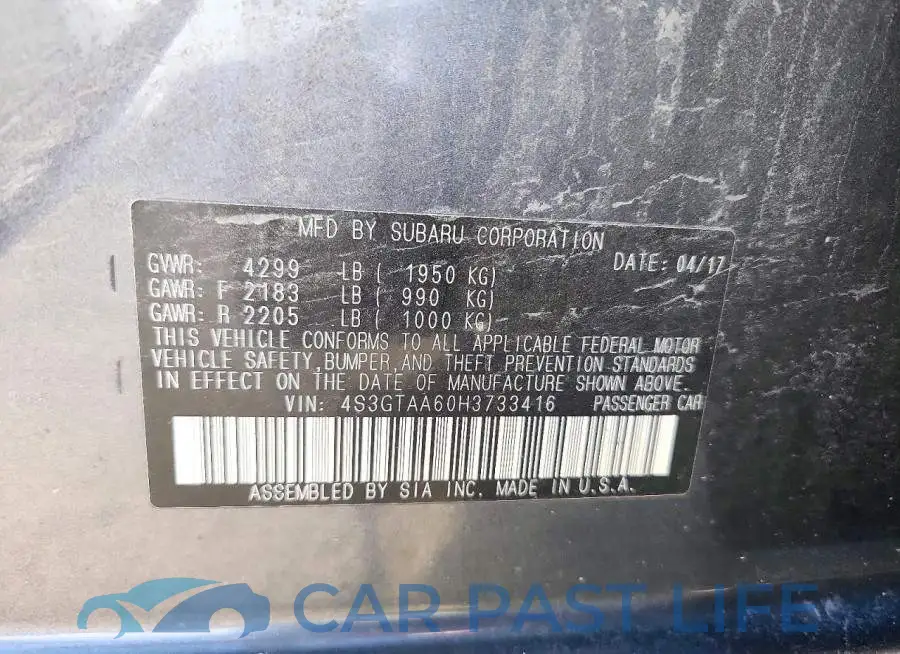 4S3GTAA60H3733416# 13