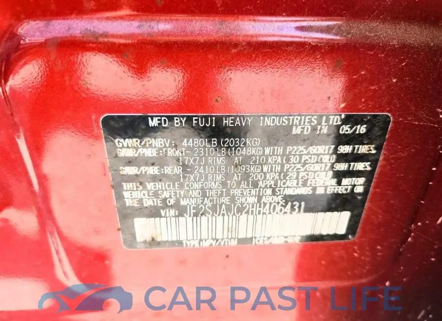 JF2SJAJC2HH406431# 13