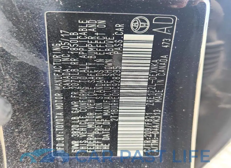2T1BURHE0HC928295# 13