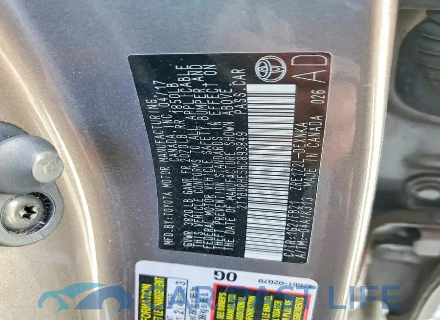 2T1BURHE5HC893849# 13