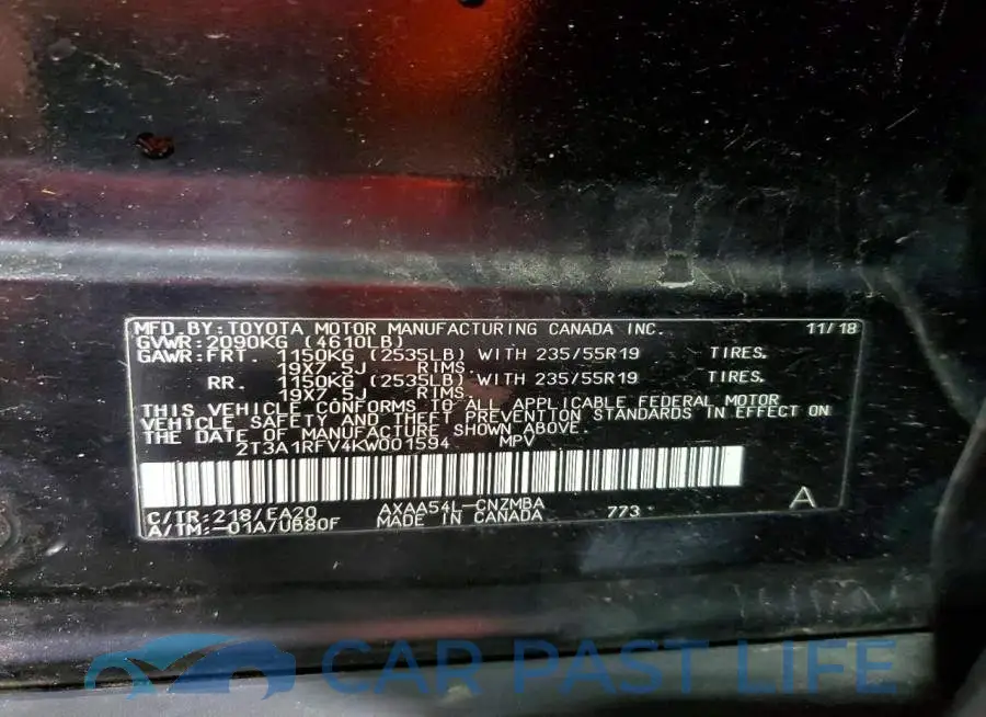 2T3A1RFV4KW001594# 13