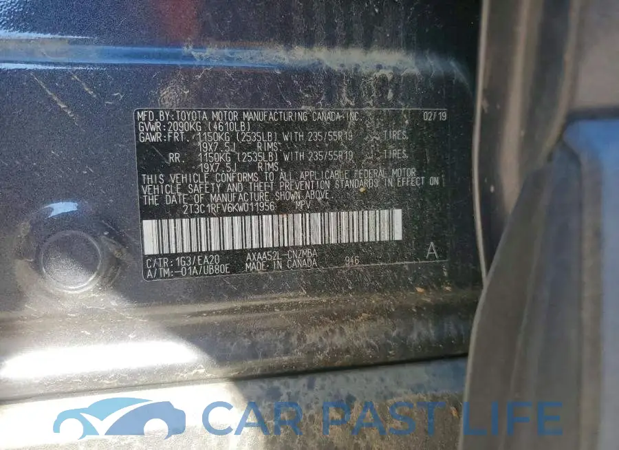 2T3C1RFV6KW011956# 13
