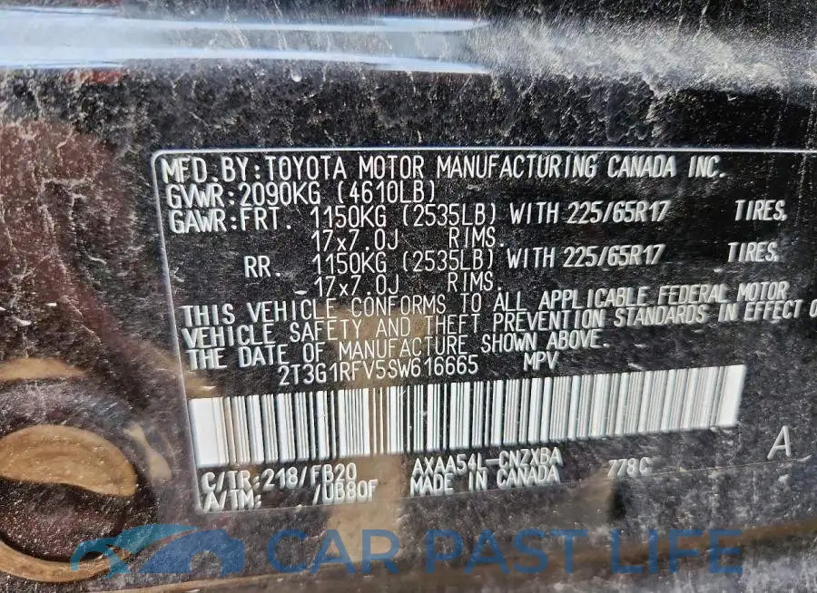 2T3G1RFV5SW616665# 12