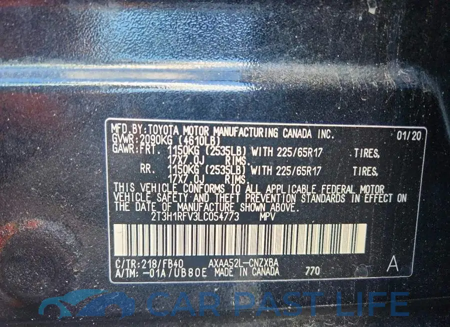 2T3H1RFV3LC054773# 12