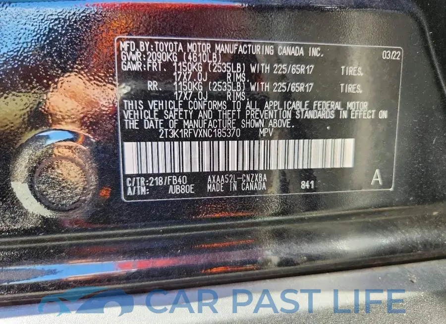2T3K1RFVXNC185370# 14