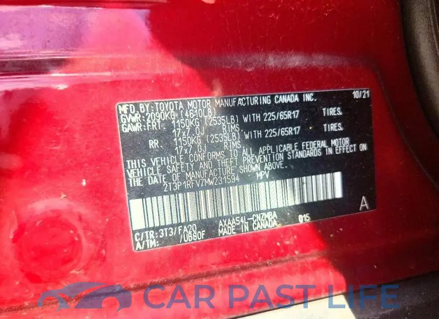 2T3P1RFV7MW231594# 13