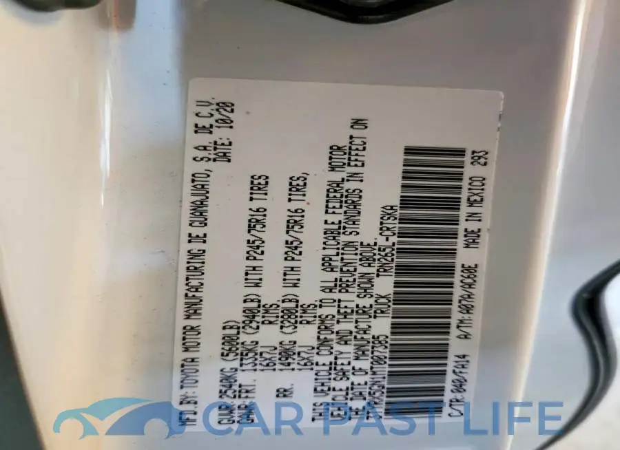 3TYRX5GN1MT007385# 13