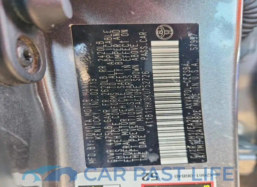 4T1B11HK0KU752726# 12