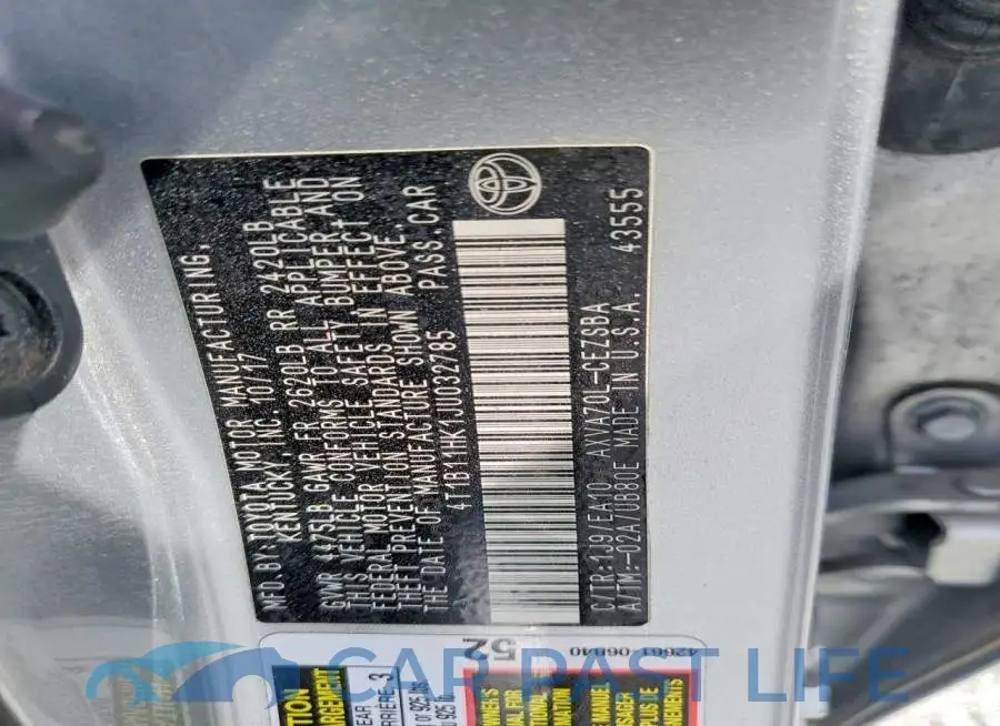 4T1B11HK1JU032785# 13
