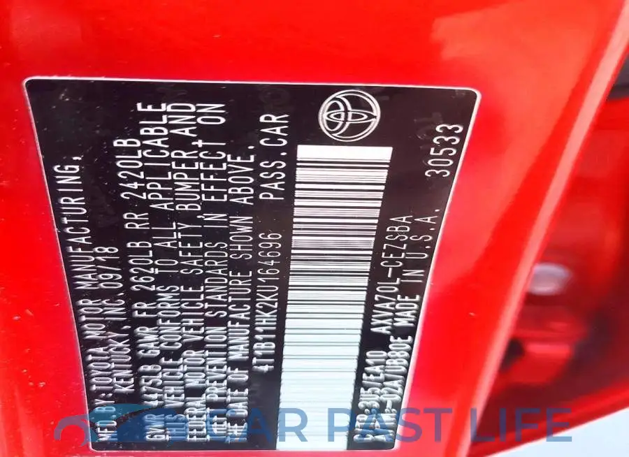 4T1B11HK2KU164696# 13