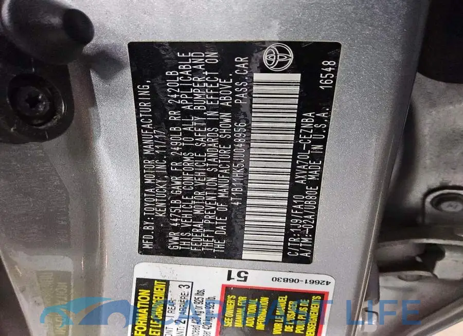 4T1B11HK5JU048956# 12